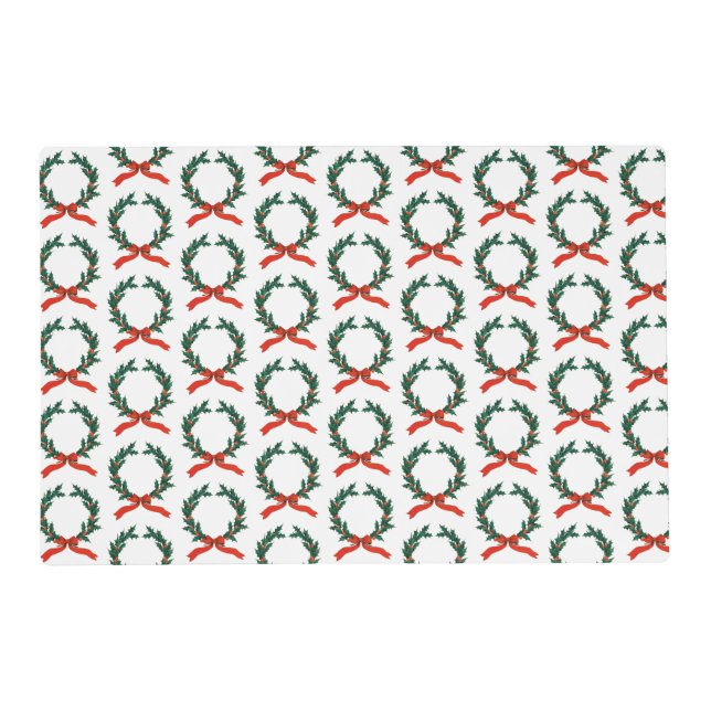 Vintage Christmas Berry Wreath Holiday   Placemat (Front)