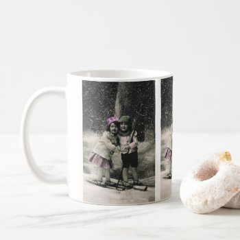 Vintage Christmas  Best Friends On Skis Coffee Mug by ChristmasCafe at Zazzle