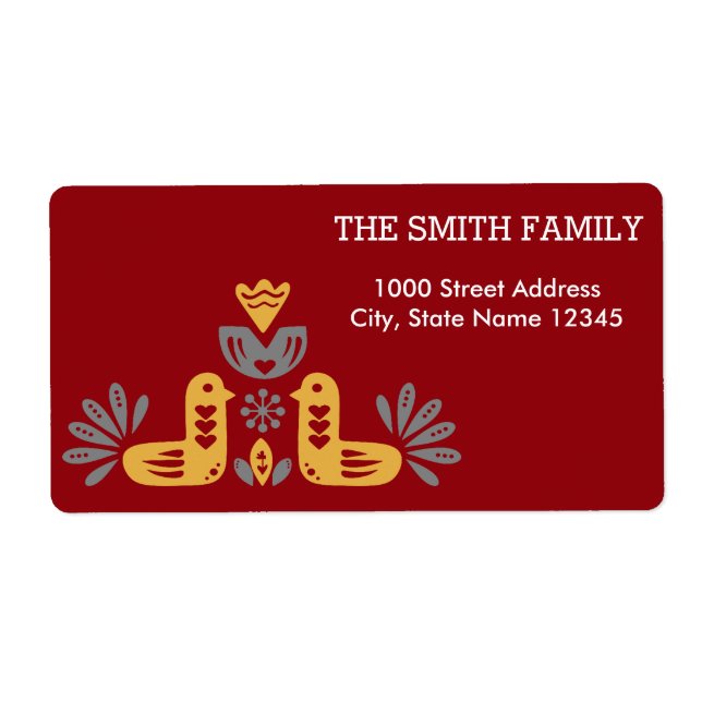 Vintage Christmas Bird Pattern Holiday Label (Front)