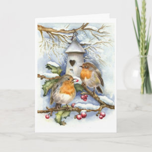 Vintage Christmas - Birds and Holly Berries, Card
