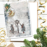 Vintage Christmas Birds craft Tissue Paper<br><div class="desc">This is a vintage image of children feeding the birds at a bird feeder in the winter with snow covering and also a Christmas clear ornament with birds inside. This charming design is perfect for any item that needs that extra little bit of love. Perfect for decoupaging a craft for...</div>
