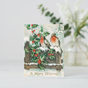 Vintage Christmas birds Holiday Postcard