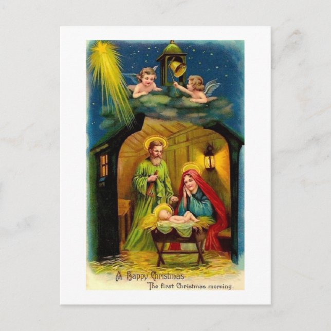 Vintage Christmas Birth of Jesus Holiday Postcard (Front)