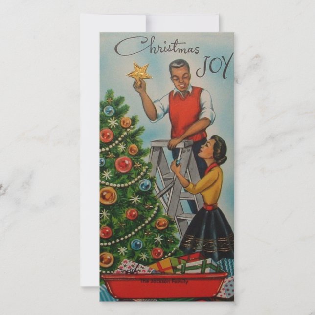 Vintage Christmas Black African American Family Holiday Card (Front)