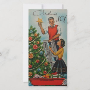 Vintage Christmas Black African American Family Holiday Card