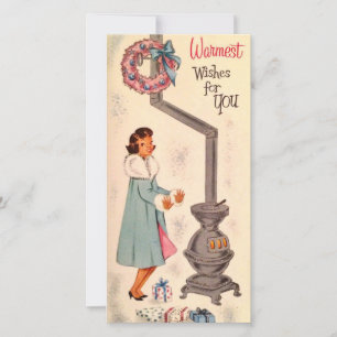 Vintage Christmas Black African American Girl Holiday Card