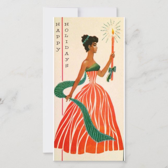 Vintage Christmas Black Lady Holiday Card (Front)