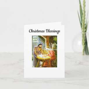 Vintage Christmas Blessings Holiday Card