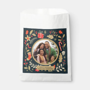 Vintage Christmas Botanical Family Photo Favor Bag
