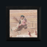 Vintage Christmas Boy Flying Airship Fantasy Gift Box<br><div class="desc">A charming antique 1910 French Christmas photo postcard of a sweet,  smiling boy flying his festive holiday propeller airship shaped like a shoe,  skimming over top snowy rooftops. Nostalgic antique gold lettering wishes a Joyeux Noel.</div>