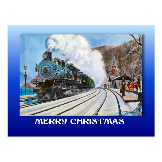 Vintage Christmas, Brienz, Railroad By The Lake Postcard