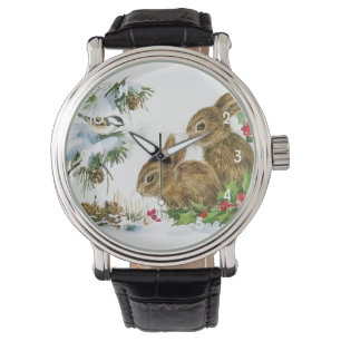 Vintage Christmas Bunnies Watch