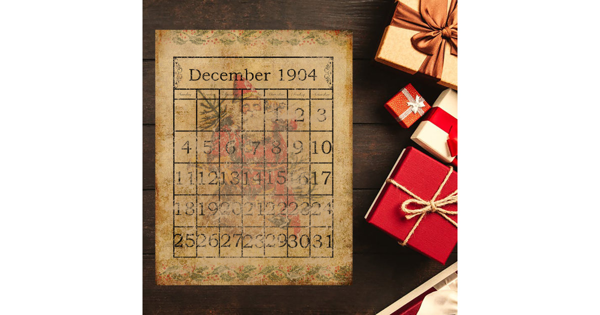 Vintage Christmas Calendar Scrapbook Paper Zazzle
