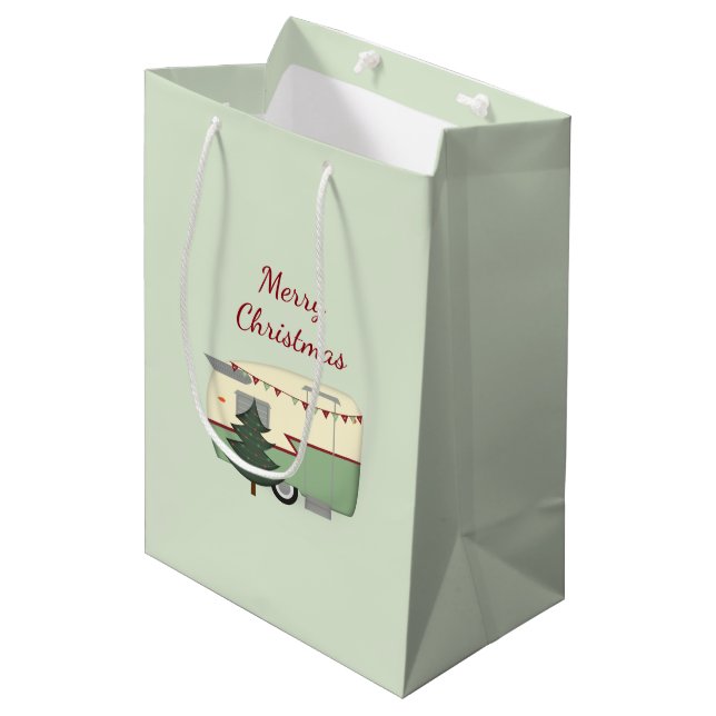 Vintage Christmas Camper Gift Bag (Front Angled)