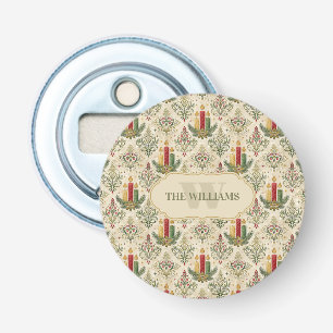 Vintage Christmas Candle Damask Pattern Bottle Opener