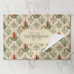 Vintage Christmas Candle Damask Pattern Custom Paper Pad