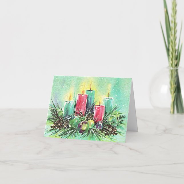 Vintage Christmas Candles Card (Front)