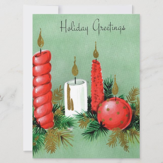 Vintage Christmas Candles  Holiday Card (Front)