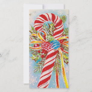 Vintage Christmas Candy Cane Holiday Card