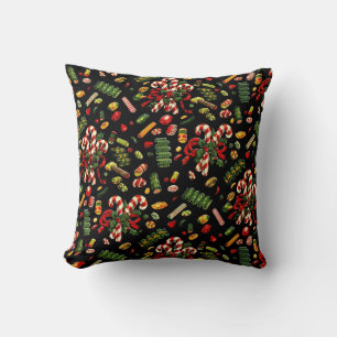 Vintage Christmas Candy Cane Pillow