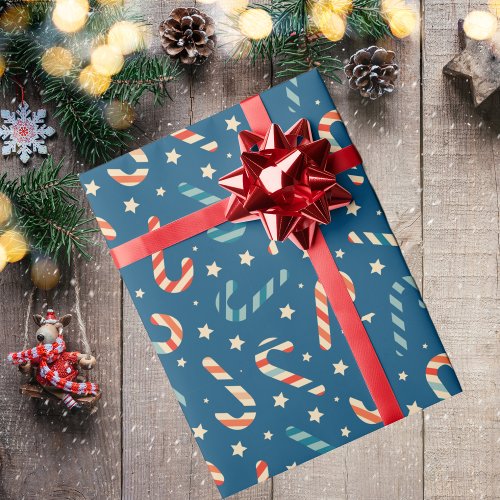 Vintage Christmas Candy Cane  Wrapping Paper