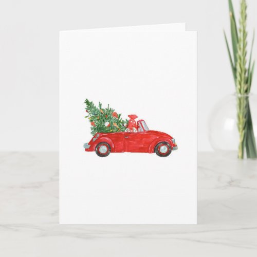 Vintage Christmas Car Holiday Card