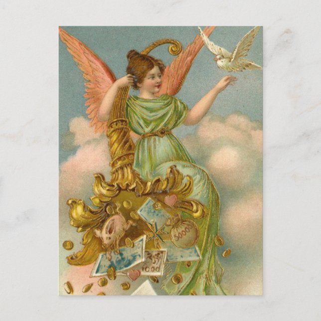 Vintage Christmas Card | Angel and Dove (Front)