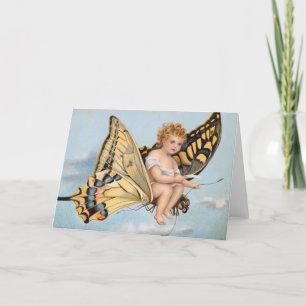 Vintage Christmas Card Angel Happy New Year