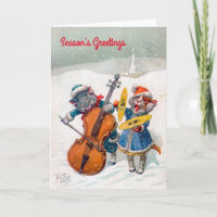 Vintage Christmas Card, Arthur Thiele Cats Holiday Card