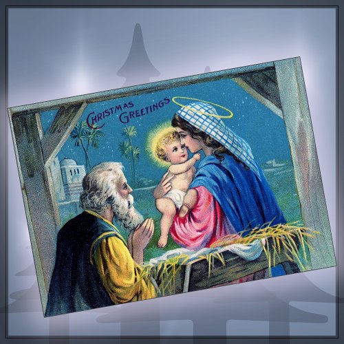 Vintage CHRISTMAS CARD _ Baby Jesus  Virgin Mary