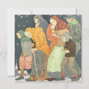 Vintage Christmas Card Carol Singers