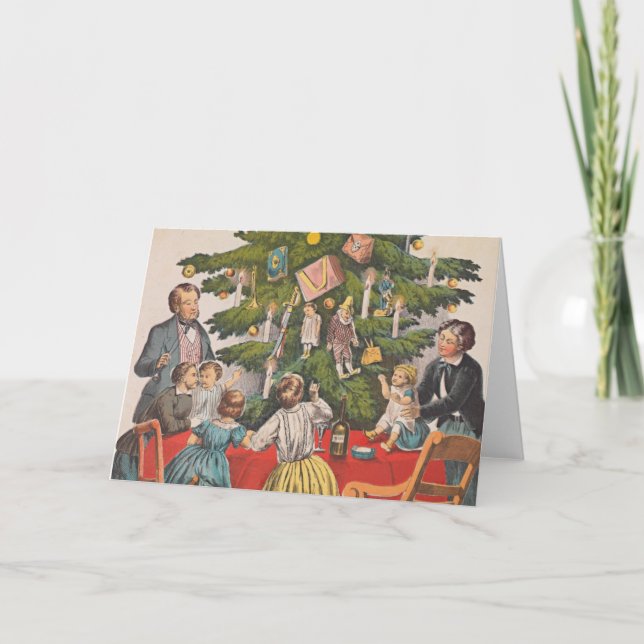 Vintage Christmas Card | Christmas Tree Children (Front)