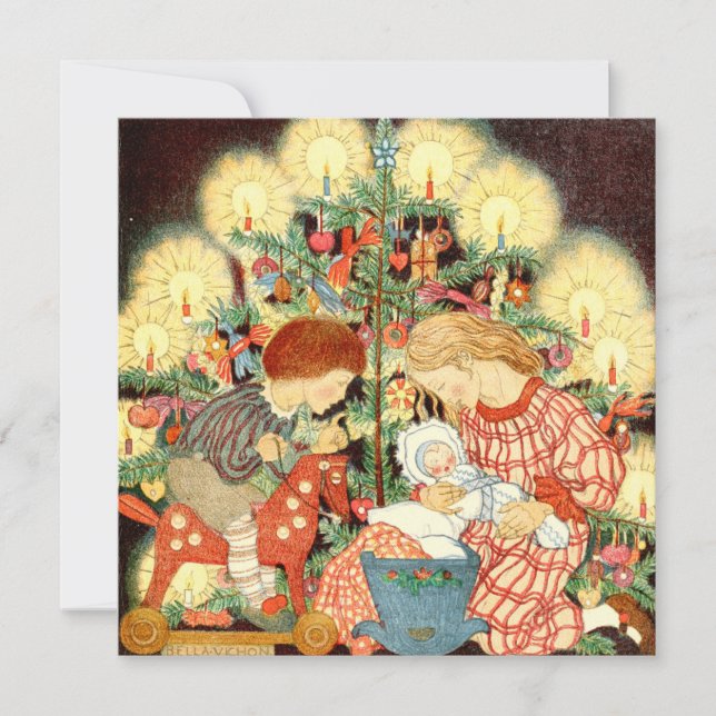 Vintage Christmas Card | Christmas Tree Children (Front)