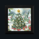Vintage Christmas Card/Christmas Tree/Yule Gift Box<br><div class="desc">Image from a vintage Christmas card</div>
