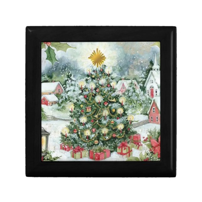 Vintage Christmas Card/Christmas Tree/Yule Gift Box (Front)