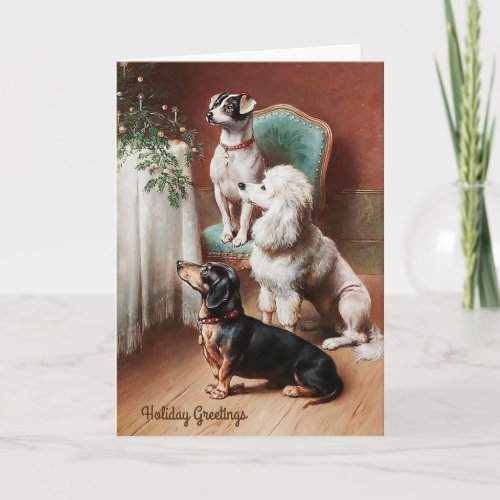 Vintage Christmas Card Dogs at Christmas Holiday Card