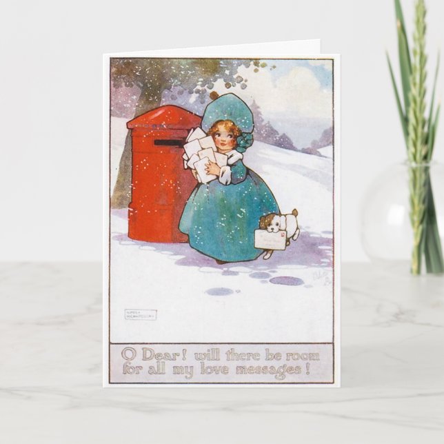 Vintage Christmas Card, early 20th century Holiday Card (Front)