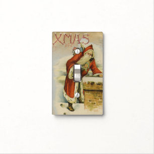 Vintage Christmas card, Father Christmas, Chimney Light Switch Cover