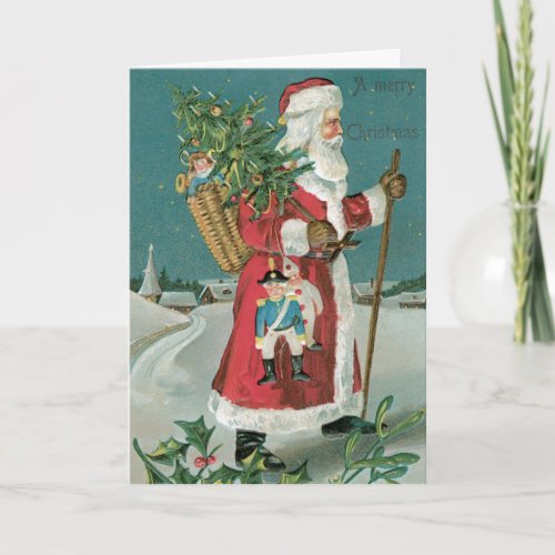 Vintage Christmas Card German Santa