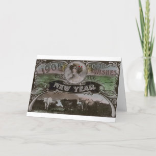 Vintage Christmas Card Happy New Year Australia