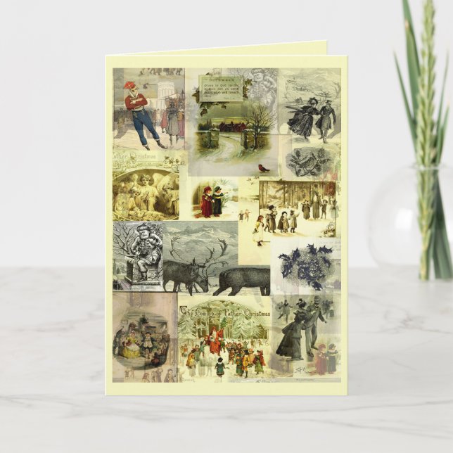 Vintage Christmas Card Images Collage  (Front)