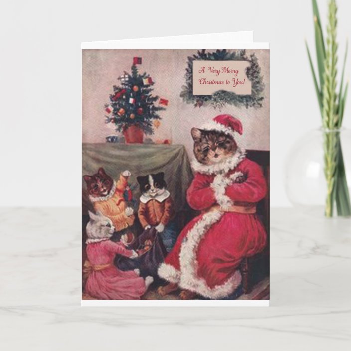 Vintage Christmas Card Louis Wain Cats Holiday Card Zazzle Com