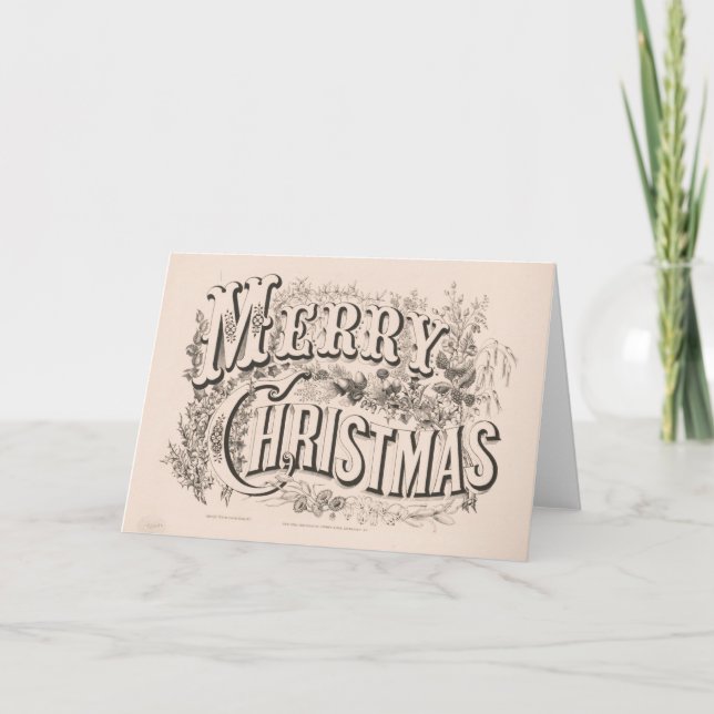 Vintage Christmas Card | Merry Christmas Wreath (Front)