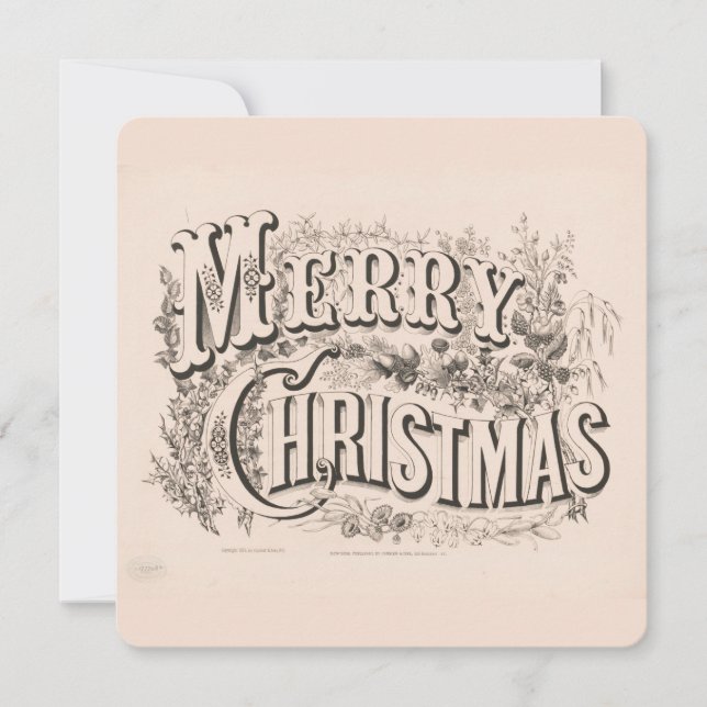Vintage Christmas Card | Merry Christmas Wreath (Front)