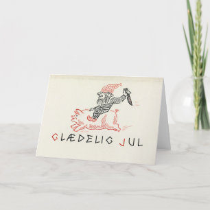 Vintage Christmas Card Norway Glædelig Jul Gnome