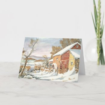 Vintage Christmas Card Old-fashioned Blank Inside by lko922 at Zazzle