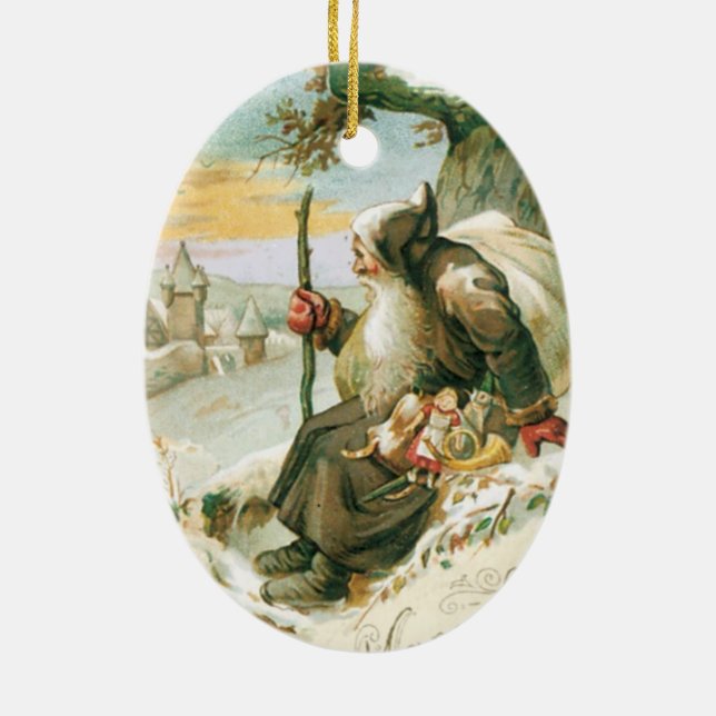Vintage Christmas Card Ornament (Back)