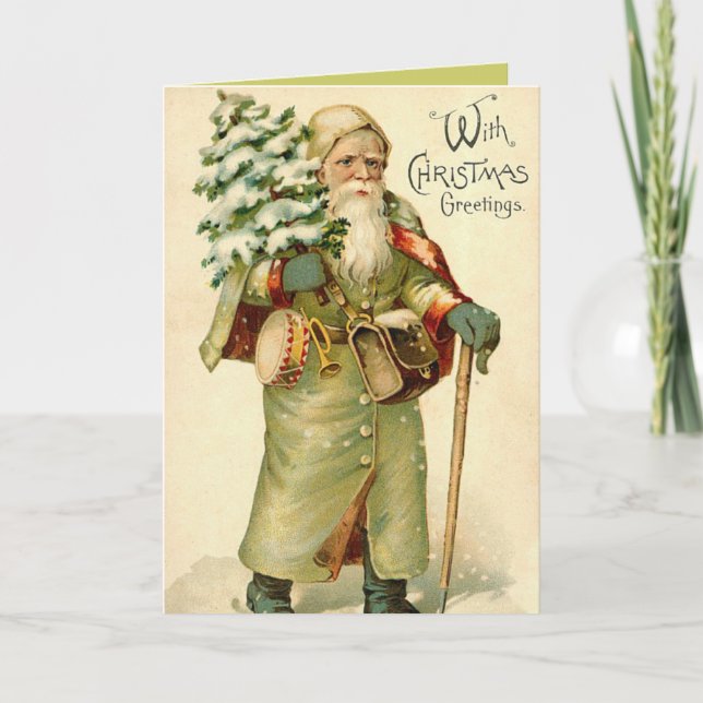 Vintage Christmas Card Santa (Front)