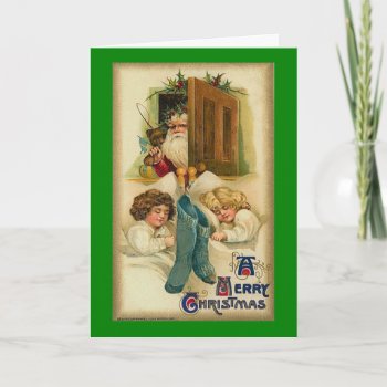 Vintage Christmas Card  Santa Claus   Kids Sleep Holiday Card by esoticastore at Zazzle