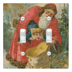 Vintage Christmas Card, Santa Claus, Naughty Child Light Switch Cover